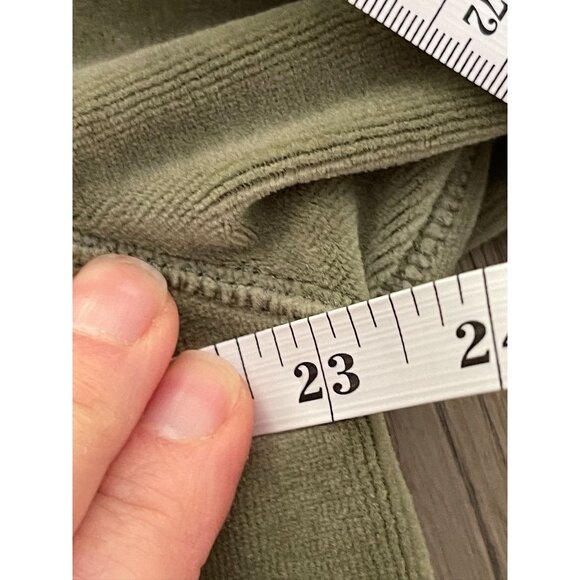 EUC Lands End Olive Velour Green Full-Zip Hoodie With Pockets - Picture 5 of 6